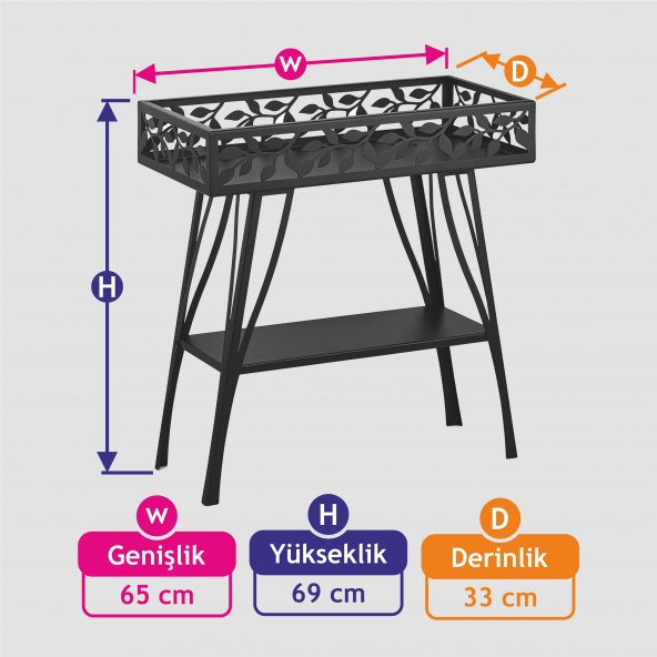Banyo Dekoru Ferforje Çiçeklik Ve Ayna Takımı Metal Çiçeklik - 4