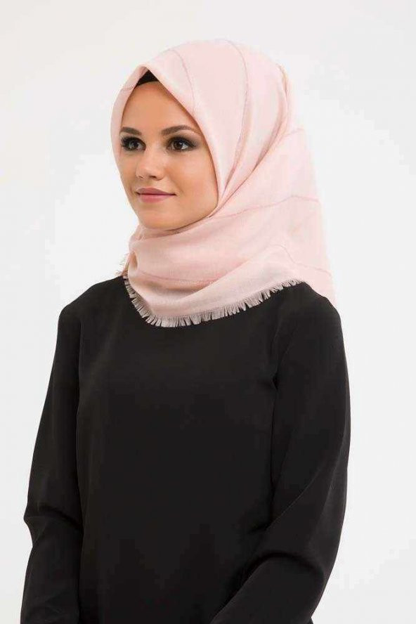 Madame Mary Pamuklu Simli Eşarp M-03 Açık Pudra