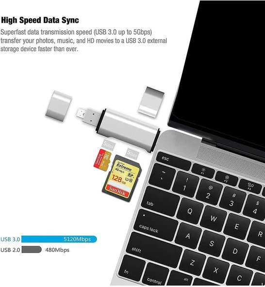 Daytona SDA-103 Type-c To Usb Flash Otg Veri Aktarım Sd Tak Çalıştır Kart Okuyucu Çevirici - 5