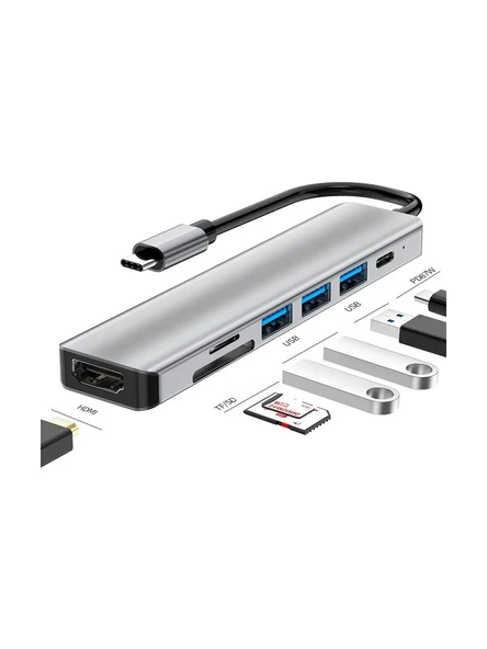 Daytona Hc-13 6'lı Usb Type-c Dockıng Statıon GİRİŞ USB TİP-C  3XUSB3.0 HDMI SD MİCRO SD - 3