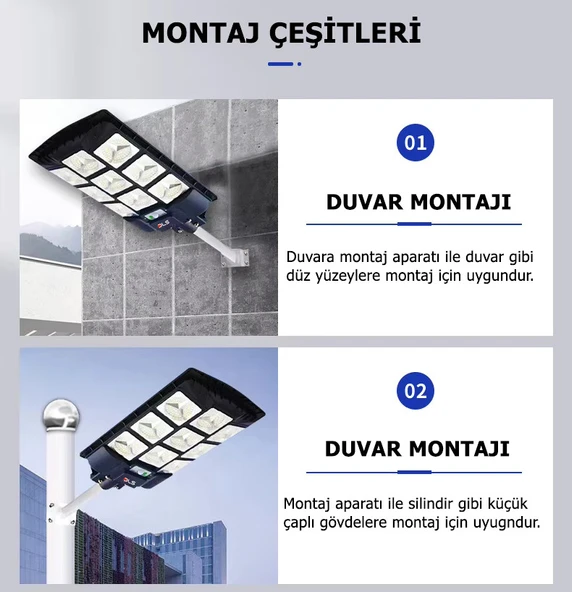 DLS 1000w Solar Güneş Enerjili Profesyonel Led Bahçe Aydınlatması Hareket Sensörlü 513 Ledli - 3