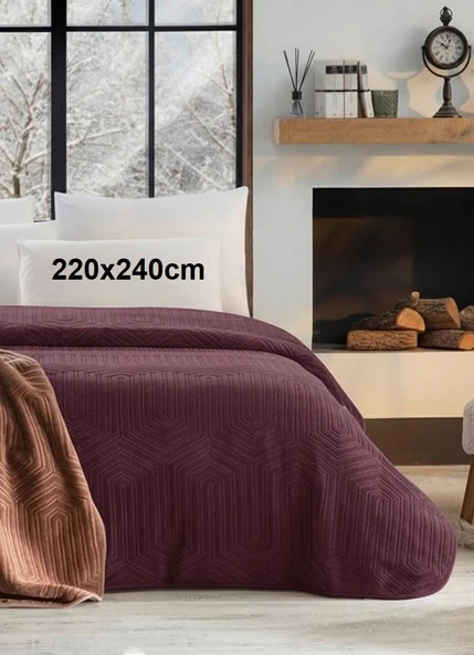 Özdilek Prestige Kalın Embos Çift Kişilik Battaniye (220x240)-Mürdüm Yeni Desen - 2