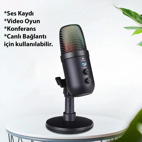 TriLine Profesyonel Kardioid RGB Oyuncu Stüdyo Kayıt Kablolu Podcast Mikrofonu - 5