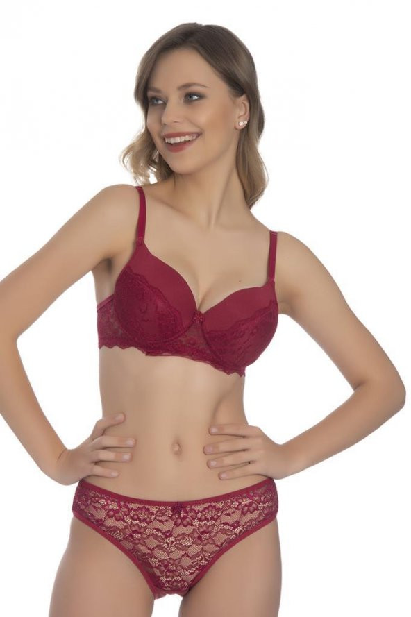 Akala Yarı Dantelli Kulaklı Dolgusuz Cup Kadın Sütyen Takım 3209
