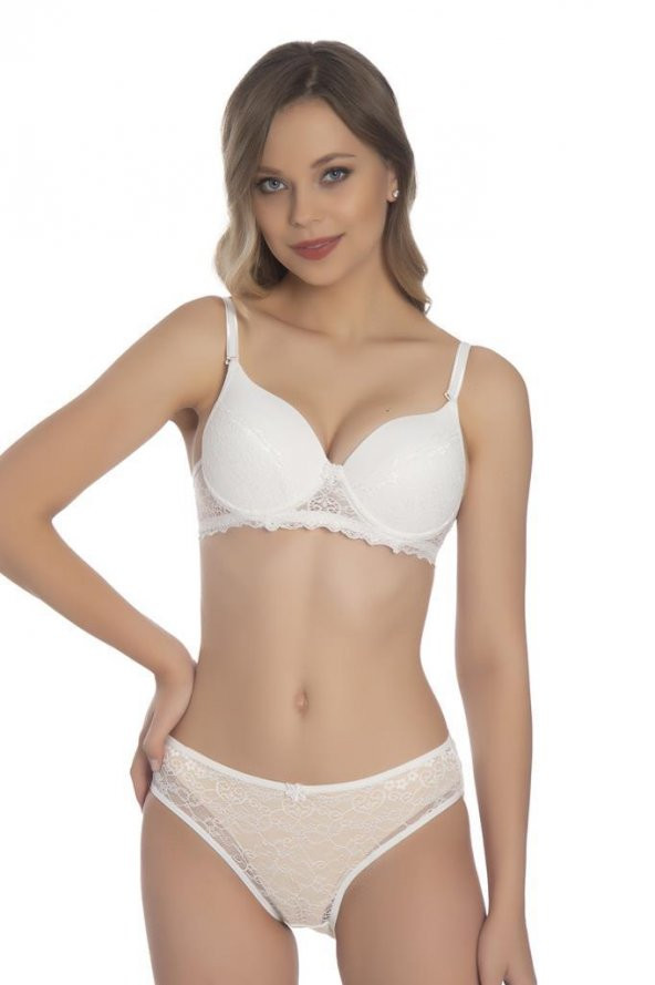 Akala Yarı Dantelli Kulaklı Dolgusuz Cup Kadın Sütyen Takım 3209 - 3