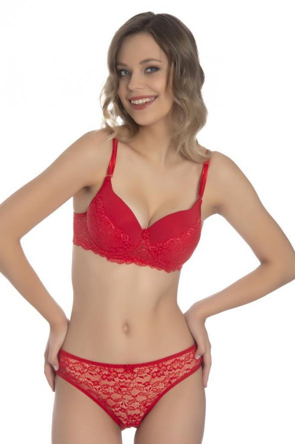 Akala Yarı Dantelli Kulaklı Dolgusuz Cup Kadın Sütyen Takım 3209 - 4