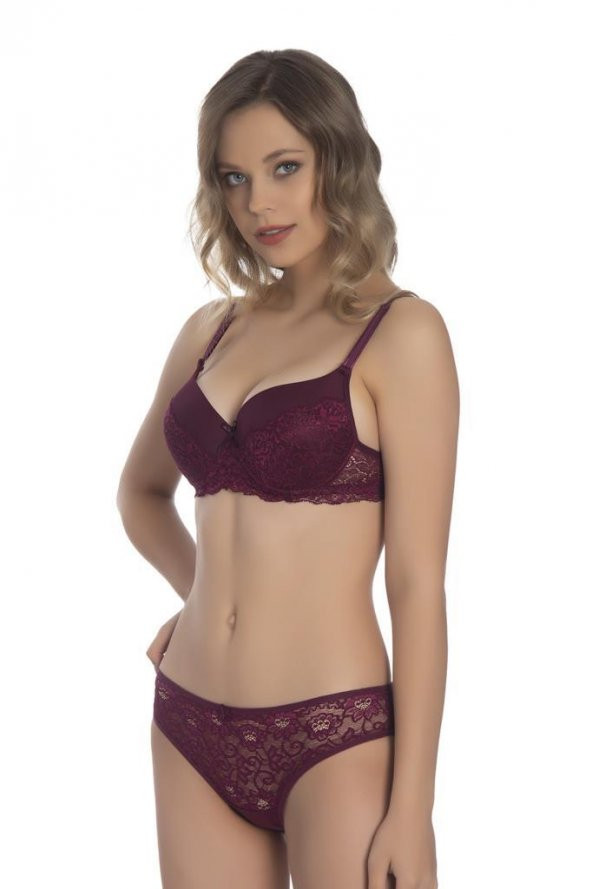 Akala Yarı Dantelli Kulaklı Dolgusuz Cup Kadın Sütyen Takım 3209 - 5