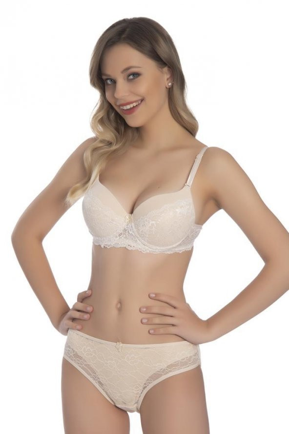 Akala Yarı Dantelli Kulaklı Dolgusuz Cup Kadın Sütyen Takım 3209 - 7