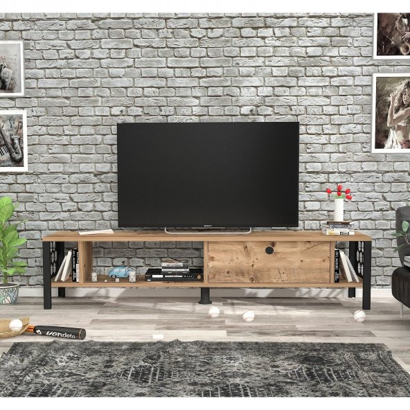 Woodn Love Defne 140 Cm Tv Ünitesi - Atlantik Çam / Siyah - 3