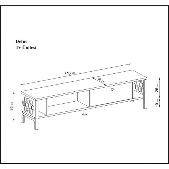 Woodn Love Defne 140 Cm Tv Ünitesi - Atlantik Çam / Siyah - 5