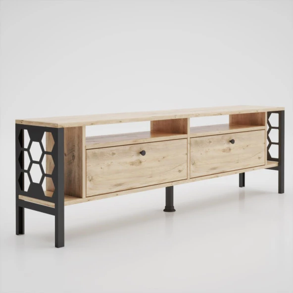 Wood'n Love Luna 160 Cm Tv Ünitesi - Atlantik Çam / Siyah - 4