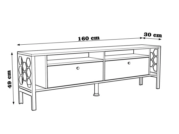Wood'n Love Luna 160 Cm Tv Ünitesi - Atlantik Çam / Siyah - 5