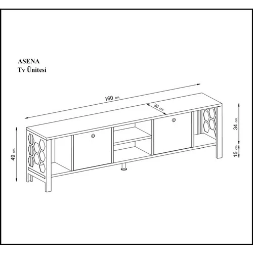 Wood'n Love Asena 160 Cm Metal Ayaklı Tv Ünitesi - Atlantik Çam / Siyah - 12