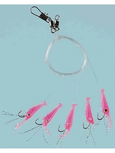 Sabiki Living Shrimp Pink Karides No:11-6 Kanca 5li Lüfer Palamut Levrek Çaparisi - 6
