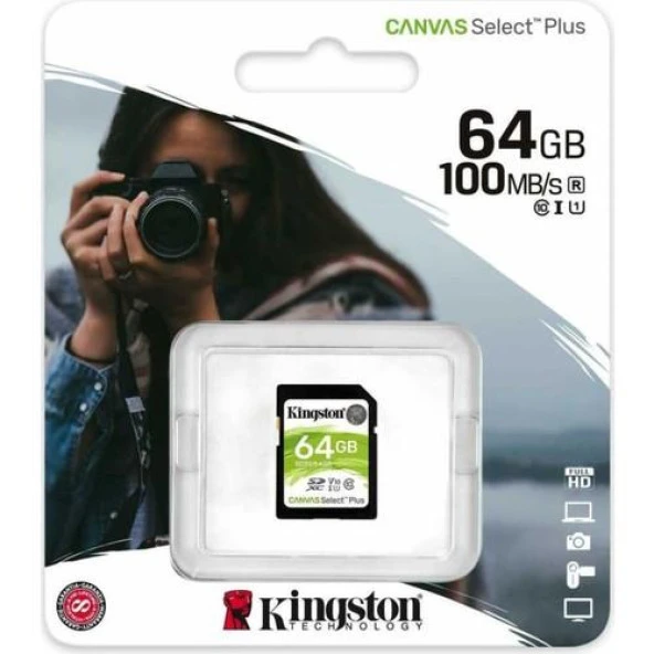 Kingston 64GB SDXC Canvas Select Plus Hafıza Kartı SDS2/64GB