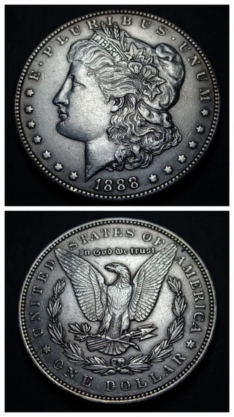 Escoines Koleksiyon ABD 1888 Gümüş One dolar ÇÇT+/CA 26,75 Gram Morgan Dolar - 3996366ee12f8891de