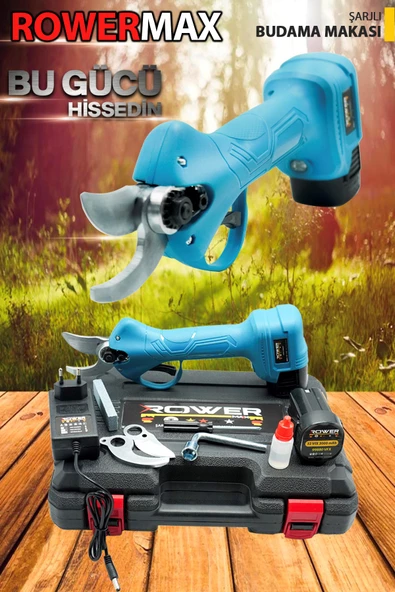 ROWERMAX Alman Çift Akülü Budama Makası 32VFX 3000mAH Yedek Makaslı 30mm Dal Budama Makası - 2
