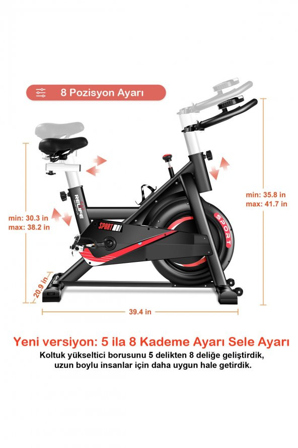 Relife Spin Bike Dikey Kondisyon Bisikleti KR-707 - 6