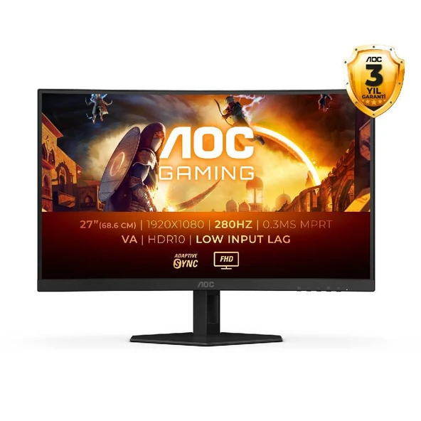 AOC C27G4ZXE 27" 280 Hz 0,3 ms FreeSync HDR10 Fast VA Curved Oyuncu Monitör
