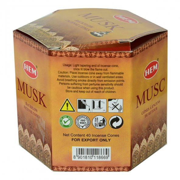 Hem Tütsü Geri Akış Şelale Misk Kokulu 40 Konik Tütsü - Musk Backflow Incense Cones - 5