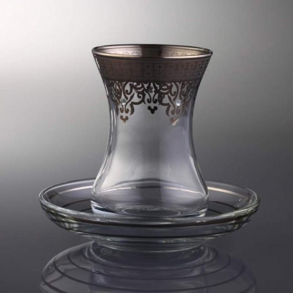 Paşabahçe Ottoman 6 Kişilik Dekorlu Çay Bardağı Takımı-Platin