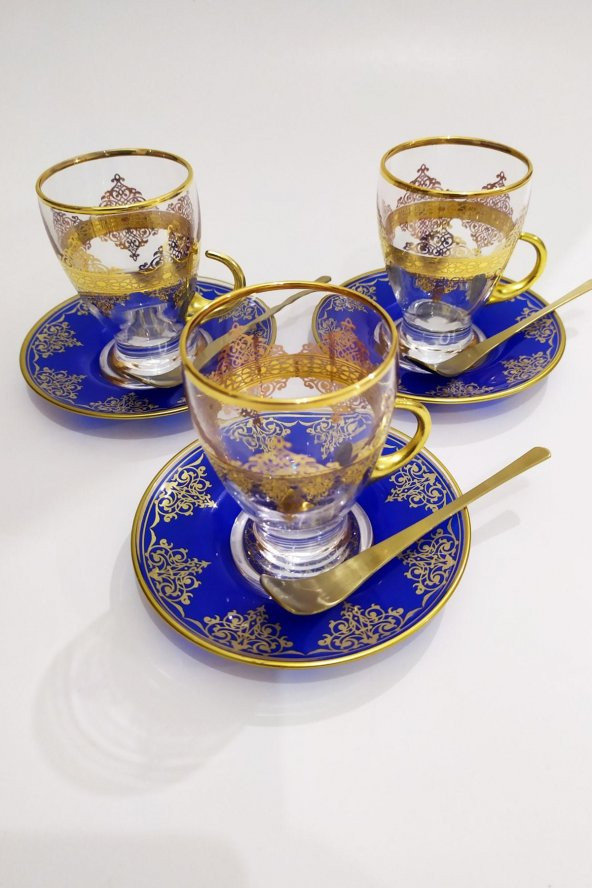 Paşabahçe  Kulplu Çay Bardak ve  Koleksiyon Kaşık Seti Nida -6 Kişilik