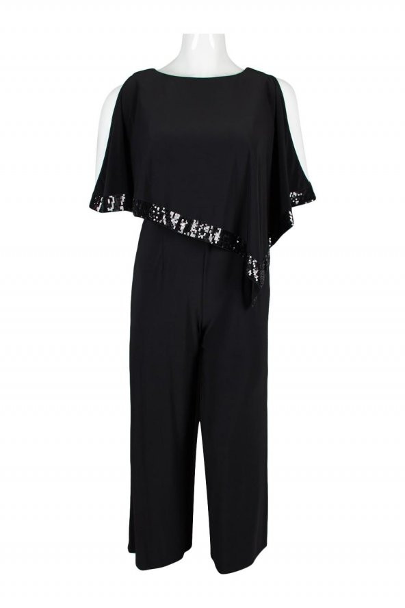 Siyah Mat Jersey Capelet Rahat KesimTulum - 4