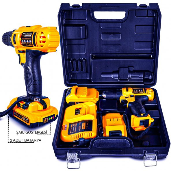 Sturdy Power Tools 32 Volt 5.0 Amper Darbeli Çift Akülü Şarjlı Vidalama Matkap - 4