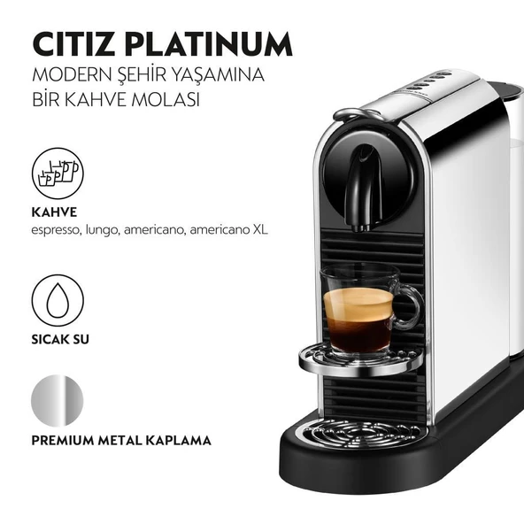 Nespresso D140 Citiz Kapsüllü Kahve Makinesi Platinium Metalik - 2