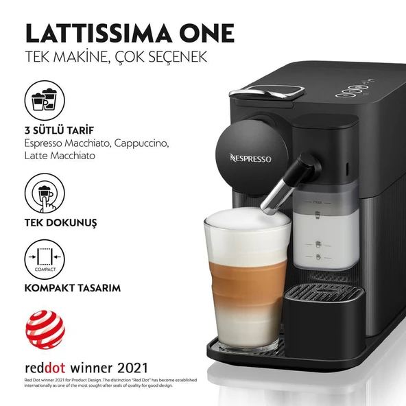 Nespresso F121 Latissima One Süt Çözümlü Kapsüllü Kahve Makinesi Siyah - 2