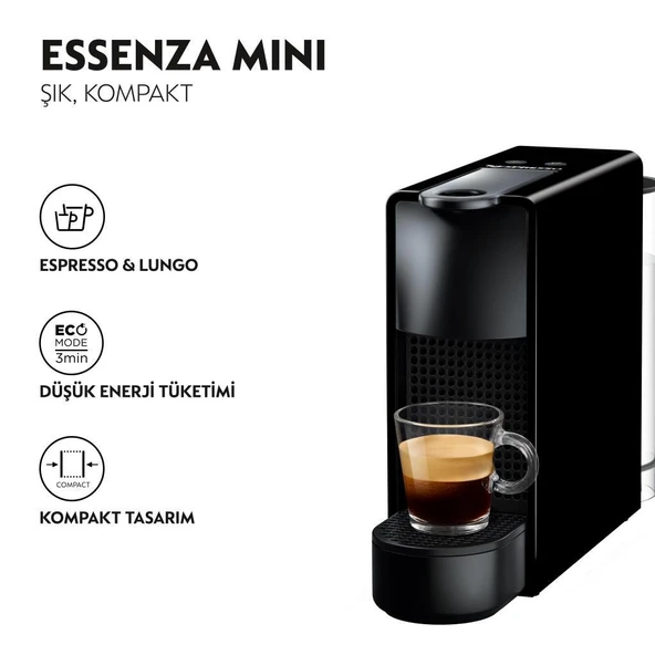 Nespresso C30 Essenza Mini Kapsüllü Kahve Makinesi Siyah - Resim 2