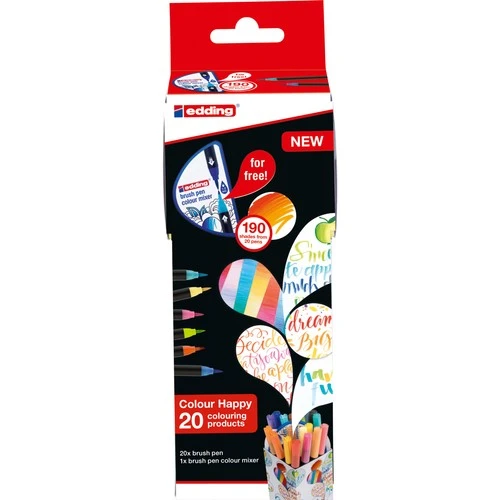 Edding Brush Pen Colour Happy Set 20 Renk - Renklendirme Kalemleri - 5