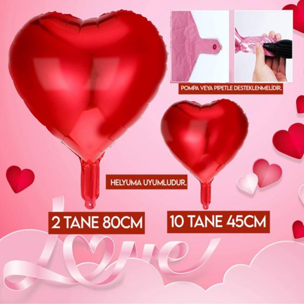 Büyük Kırmızı Kalp Balon 14 Şubat Sevgililer Günü Aşk Balonları - 2