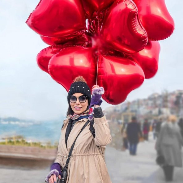 Büyük Kırmızı Kalp Balon 14 Şubat Sevgililer Günü Aşk Balonları - 5