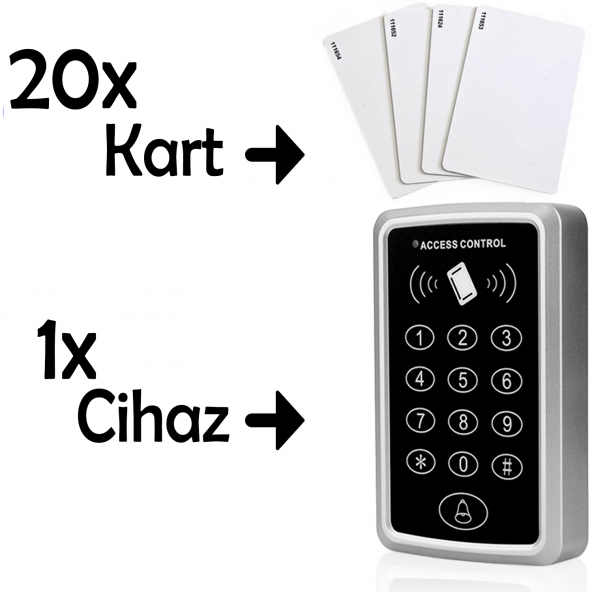 Rfid Göstergeç Şifreli Kapı Kilidi - 20 Adet Proximity Kart