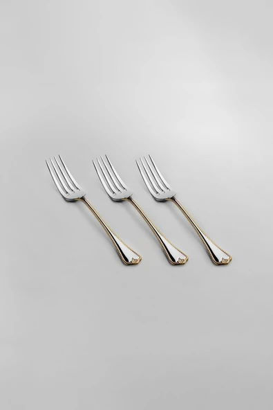 Nehir Fulya Altın Sade 12 Kişilik 60 Parça Çatal Kaşık Takımı - Resim 3