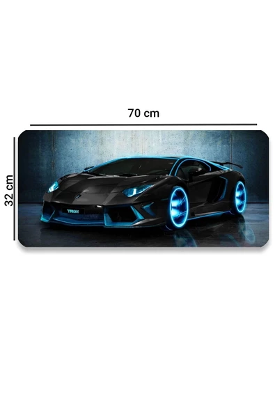 SonicTouch Tron Yarış Arabası Temalı Kaymaz Gaming Oyuncu Masaüstü Dikişsiz Siyah Klavye Mouse Pad 32x70Cm - 2