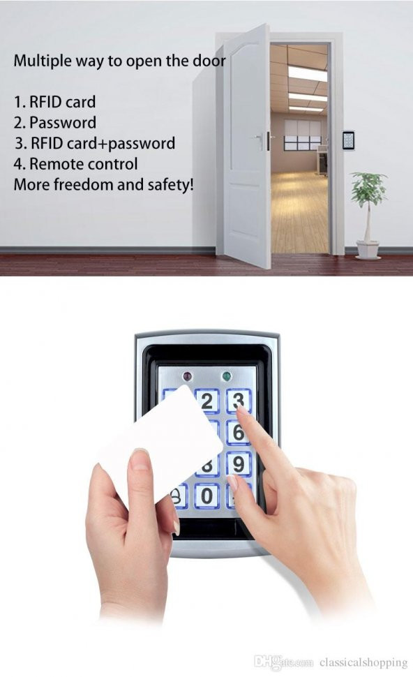 RFID Şifreli Kapı Kilidi -Metal Kasa Kartlı Geçiş Sistemi SET - 10