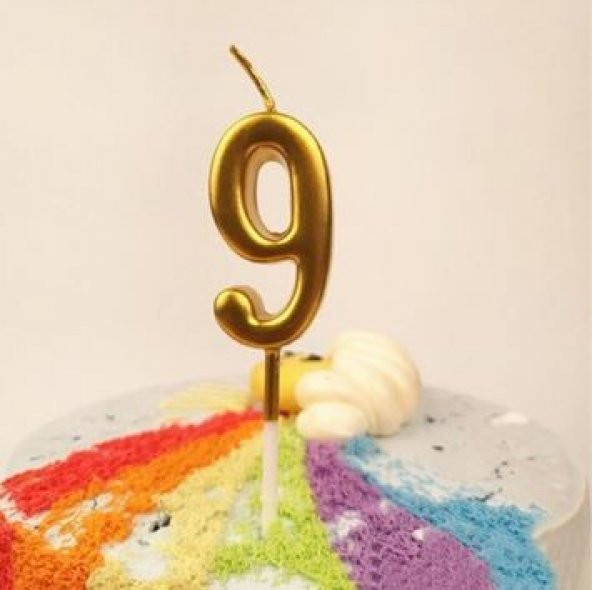 9 rakam mum dokuz pasta mumu altın renk
