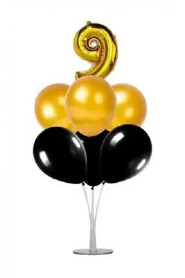 7li Balon Demeti 9 Yaş Gold Siyah Balon