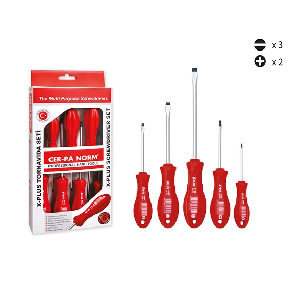 Cer-pa X-Plus Yıldız-Düz Tornavida Seti Takımı 5 Parça ürün görseli