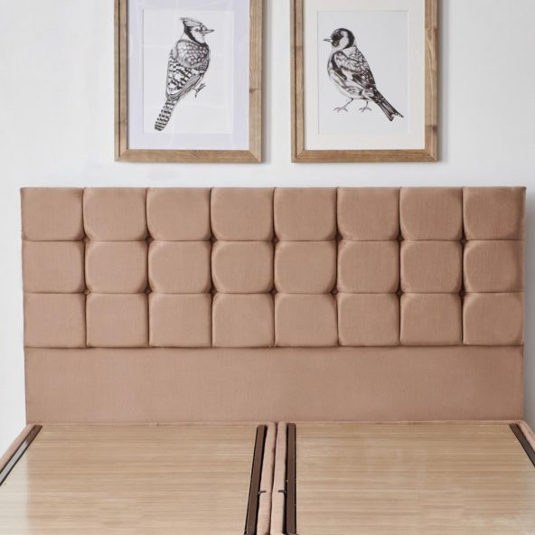 Niron Rama Çift Kişilik Yatak Başlığı - 160 cm Sütlü Kahve Kumaş Başlık - 7