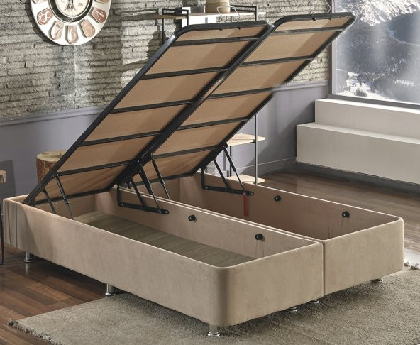 Niron Rama Baza ve Başlık Seti 180x200 cm Çift Kişilik Sütlü Kahve Kumaş Baza ve Başlığı Soho Kumaş - 3