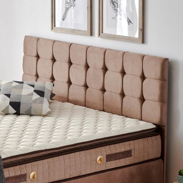Niron Rama Baza ve Başlık Seti 180x200 cm Çift Kişilik Sütlü Kahve Kumaş Baza ve Başlığı Soho Kumaş - 6
