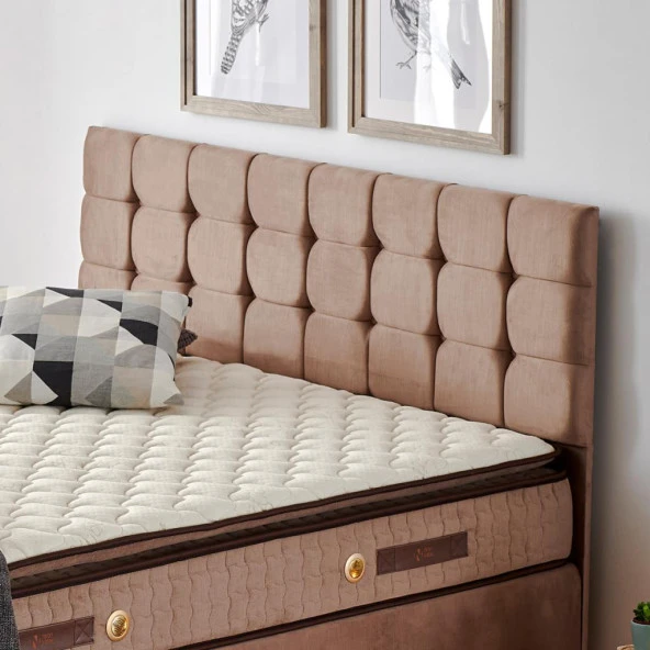 Niron  Rama Çift Kişilik Yatak Başlığı - 180 cm Sütlü Kahve Kumaş Başlık - 6