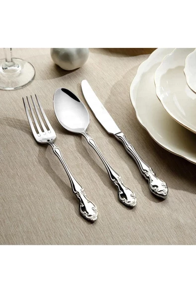 Nehir Adriana Sade Çatal 84 Parça Kaşık Bıçak Takımı - Resim 3
