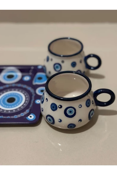 Seramik Nazar Boncuk Bombeli Kupa/Mug - 1 Adet - 6