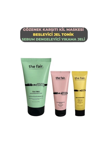 the fair. Gözenek Karşıtı Kil Maskesi Besleyici Jel Tonik ve Sebum Dengeleyici Yıkama Jeli Seti ürün görseli