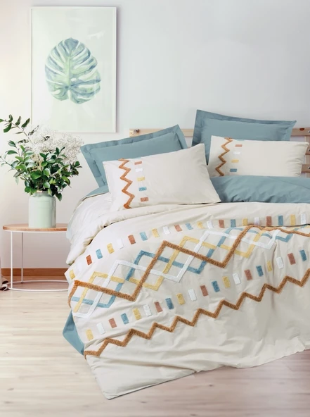 Cotton Box Puff Nakışlı Çift Kişilik Nevresim Takımı Mellow Mint ürün görseli