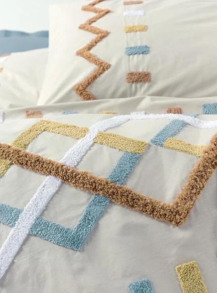 Cotton Box Puff Nakışlı Çift Kişilik Nevresim Takımı Mellow Mint - Resim 2